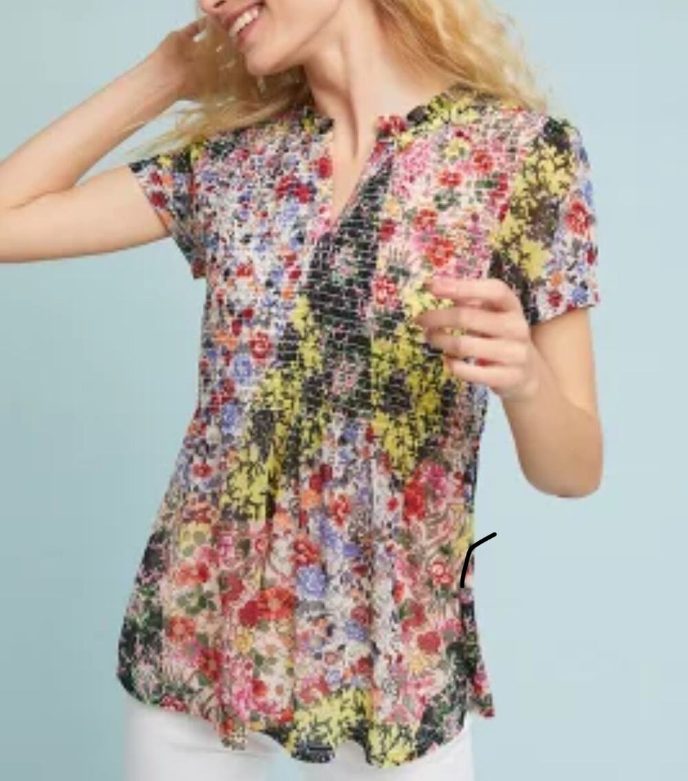 Anthropologie Akemi + Kin Smocked Floral Top Size XS